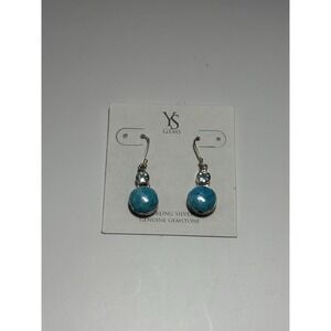 YS Gems 925 Sterling Silver Turquoise Dangle Drop Earrings Genuine Gemstone NWT